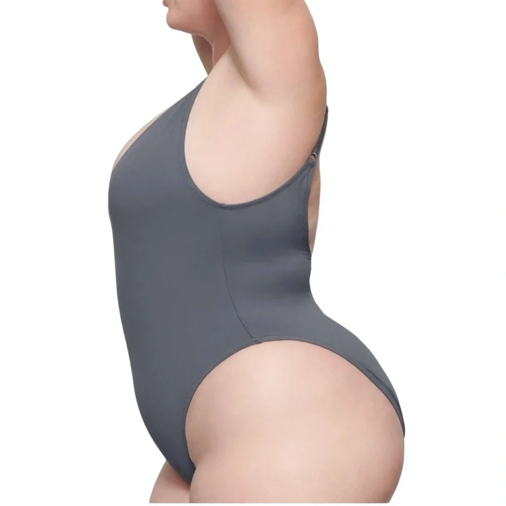 Skims Scoop Neck One Piece‎ Swimsuit in Gunmetal Grey 4X